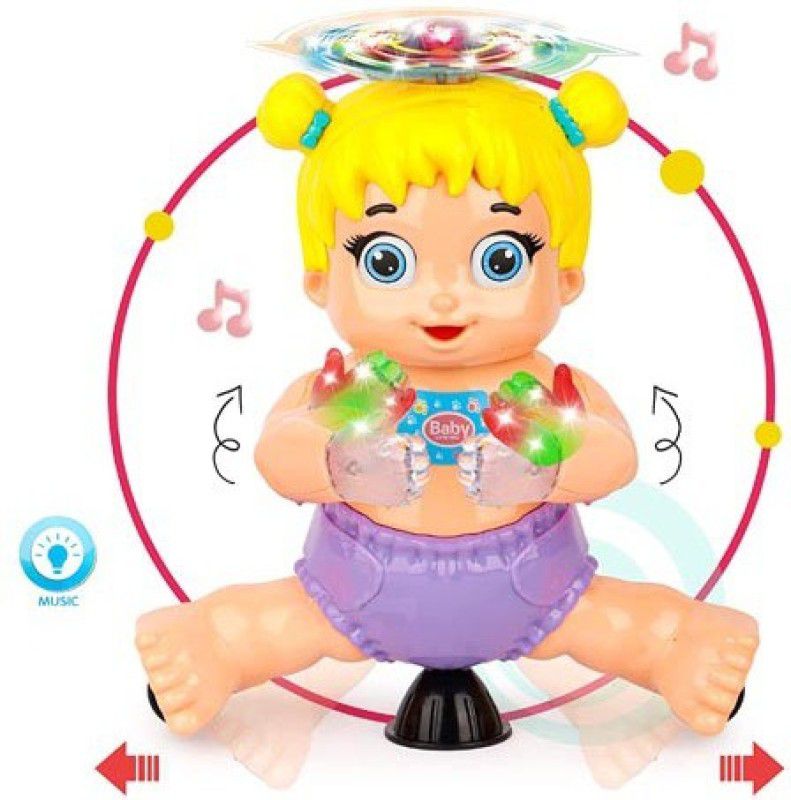 Toyvala 360 Degree Rotating Musical Dancing and Singing Doll with Bump & Go Action-D  (Multicolor)