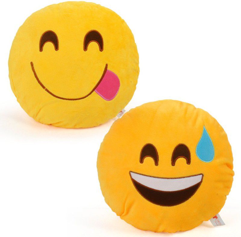 Cortina Smiley Pillow Set Of 2 -030 - 12 cm  (Yellow)