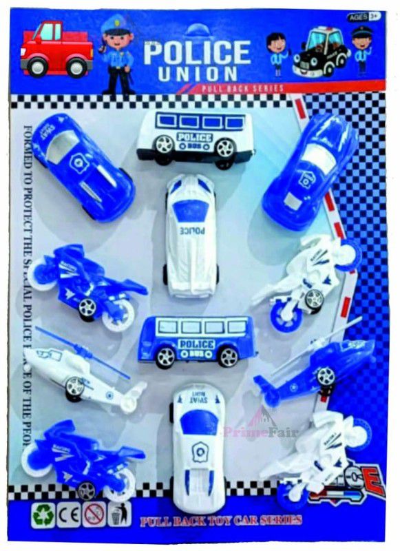 ROSEFAIR Police Fire Super Toys Pull Back Forward Backward for Girls & Boys Gifts toy  (Multicolor, Pack of: 12)