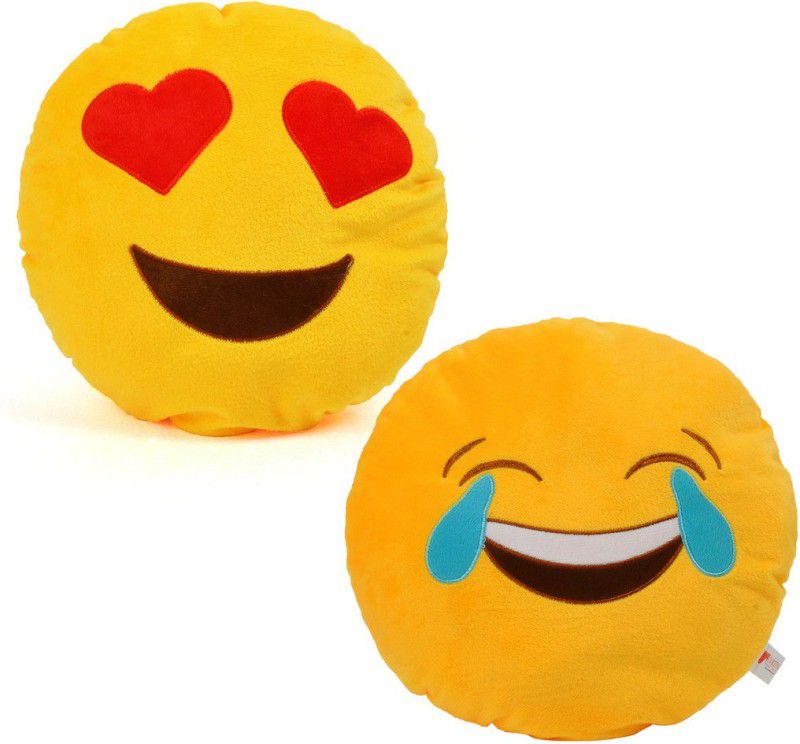Cortina Smiley Pillow Set Of 2 -001 - 12 cm  (Yellow)