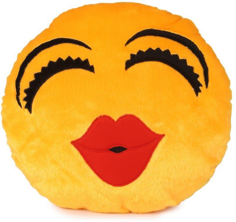 Deals India Kiss Soft Kiss Smiley Cushion - 35 cm  (Yellow)