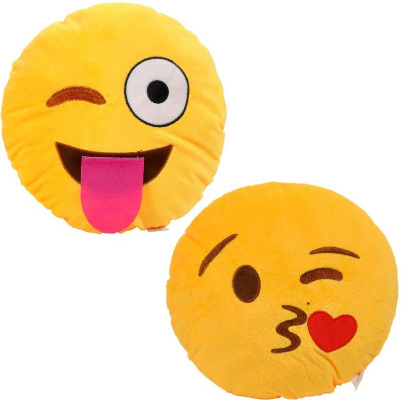 Cortina Smiley Pillow Set Of 2 -009 - 12 cm  (Yellow)