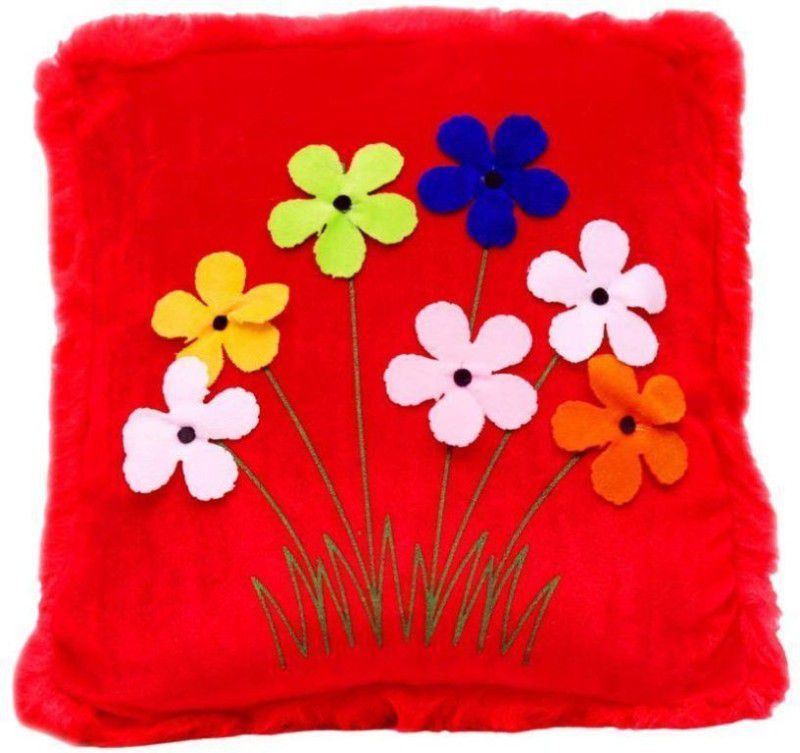 Deals India Deals India Red Flower Cushion (35cm) - 35 cm  (Red)