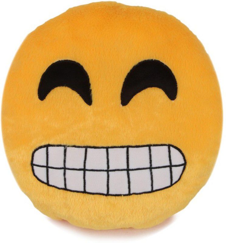 Deals India Deals India Grinning Face With Smiling Eyes Smiley Cushion(SmileyG) - 35 cm  (Multicolor)