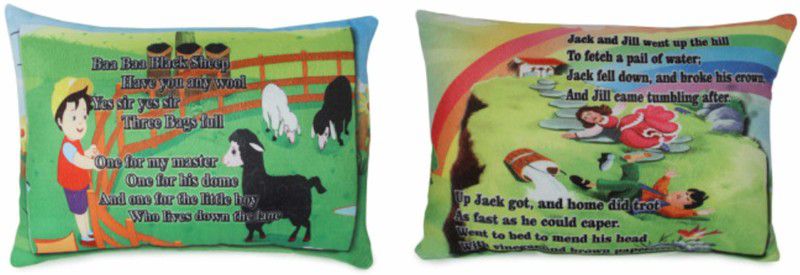 Deals India baa baa black sheep poem cushion (15x10 Inch) and Jack and jill poem cushion (15x10 Inch) combo - 15 inch  (Multicolor)