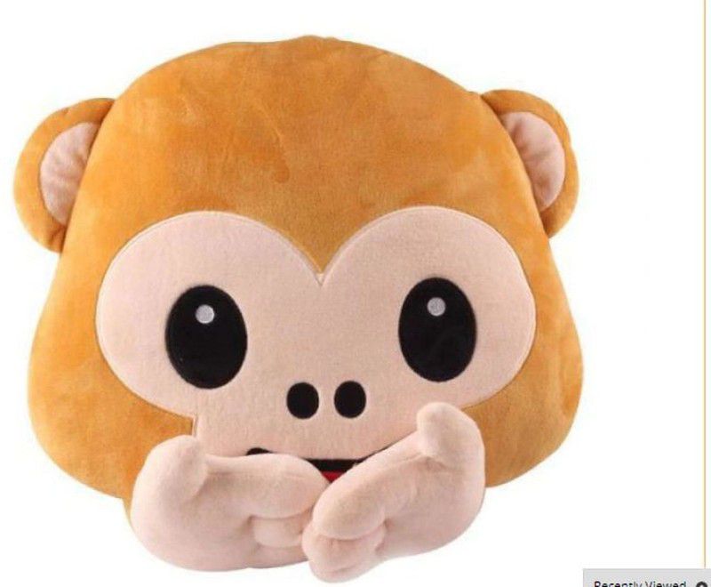 Frantic Premium Quality Monkey 'Speak No' Soft Cushion with 35 Cm - 35 cm  (Brown)