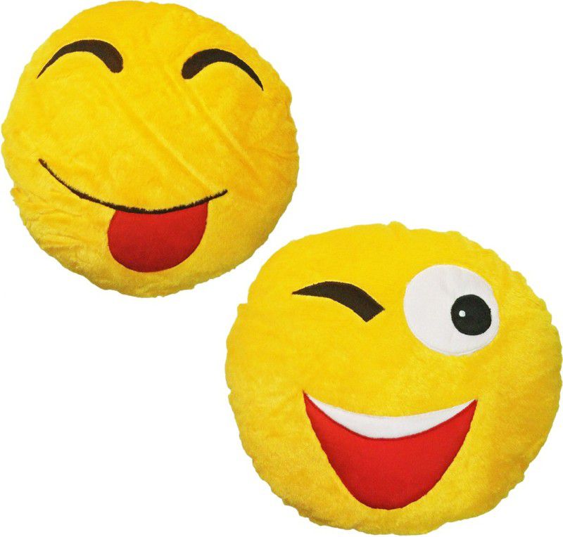 GOLDDUST VKIC4 Smiley Emoticon Decorative Cushion - 15 inch  (Multicolor)