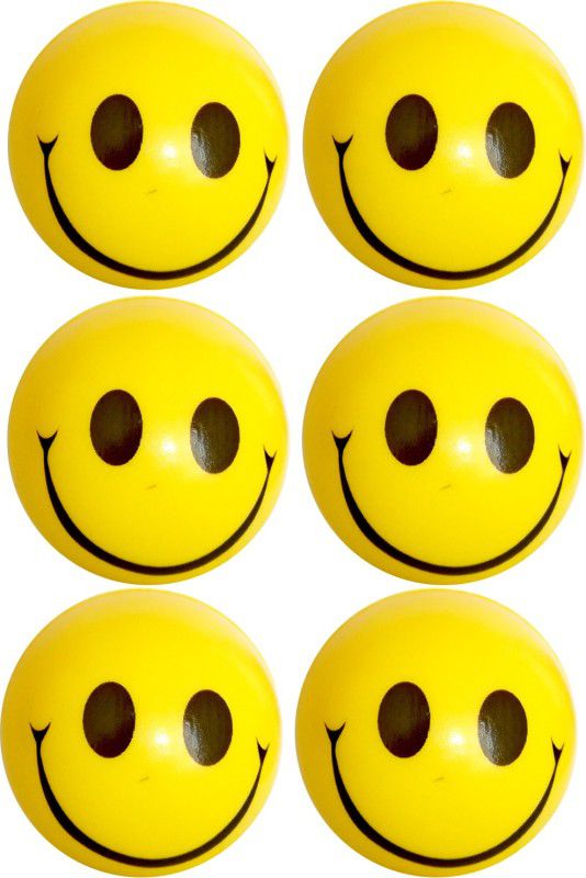 ifrazon Smiley Face Emoji (yellow and black color) Smily ball (Pack Of 6) - 6.5  (Yellow)