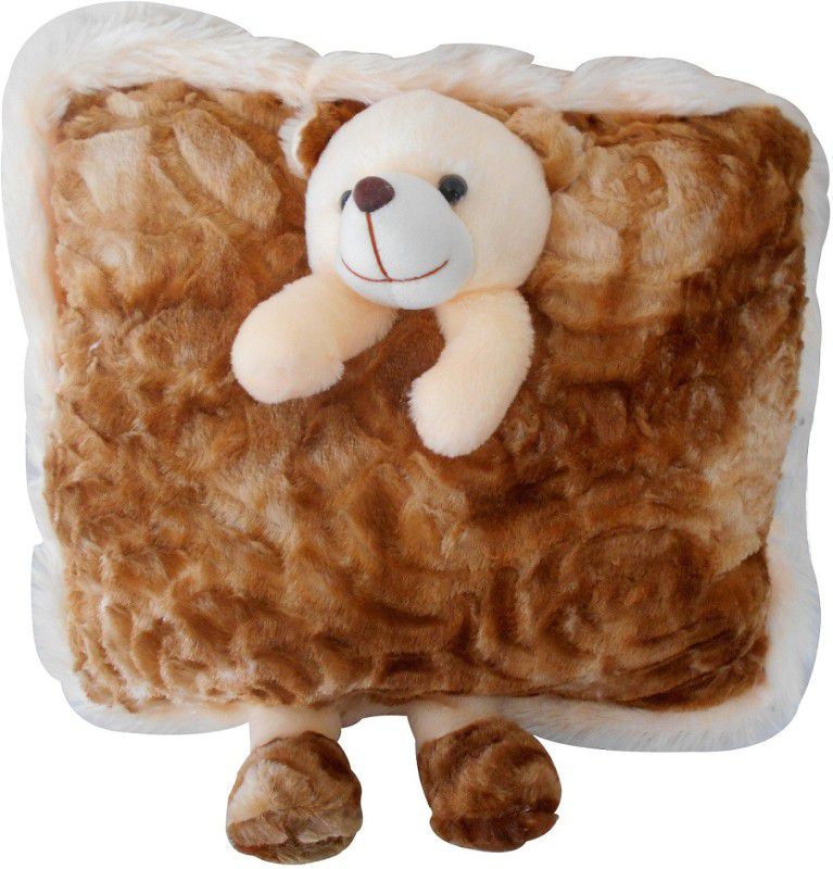 Saugat Traders Stuffed Teddy Pillow - 22 cm  (Brown)