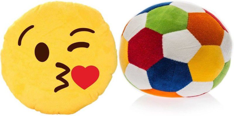 Agnolia Gift Gallery Smiley cushion 35cm-Flying Kiss with Colorful Ball - 32 cm  (Multicolor)