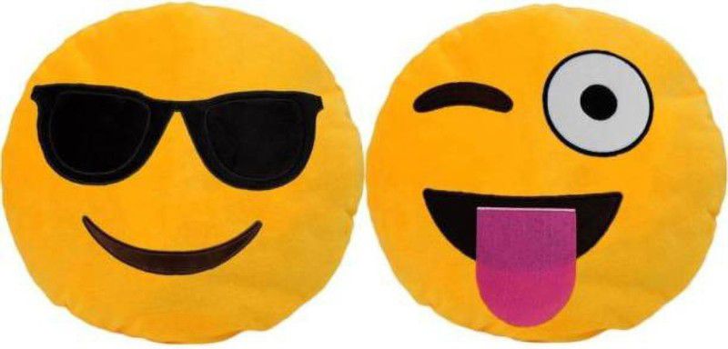 Agnolia Gift Gallery Smiley cushion -Cool dude & Naughty Smiey - 32 cm  (Multicolor)
