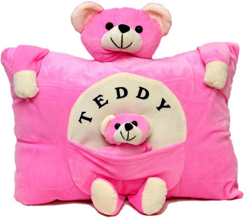 PRACHI TOYS Toys Plush Stuffed Soft Toy Teddy Bear Pillow Kids / Baby Cushion (Pink) - 20 mm  (Pink)