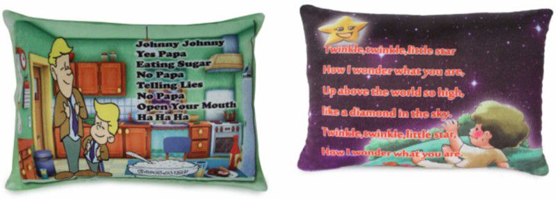 Deals India johnny johnny poem cushion (15x10 Inch) and Twinkle twinkle poem cushion (15x10 Inch) combo - 15 inch  (Multicolor)