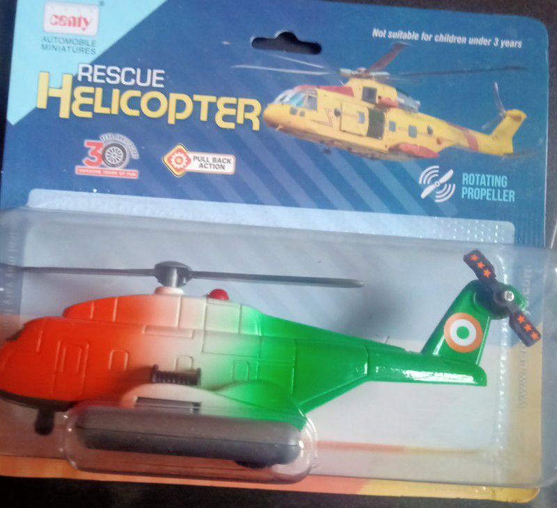 centy Rescue Helicopter with rotating Propeller pullback action  (White, Orange, Green, Pack of: 1)