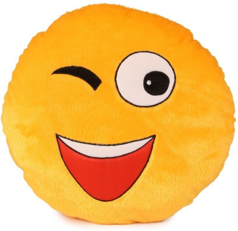 Deals India Soft Wink Smiley Cushion - 35 cm  (Yellow)