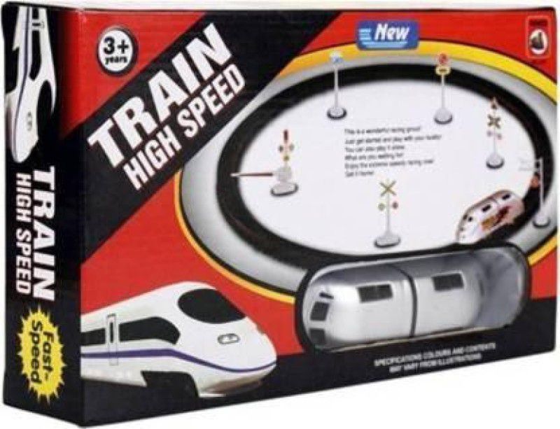 Phantom Toys High Speed Metro Train with Round Track with Sign Boards for Kids. (Silver) (Multicolor)  (Multicolor)
