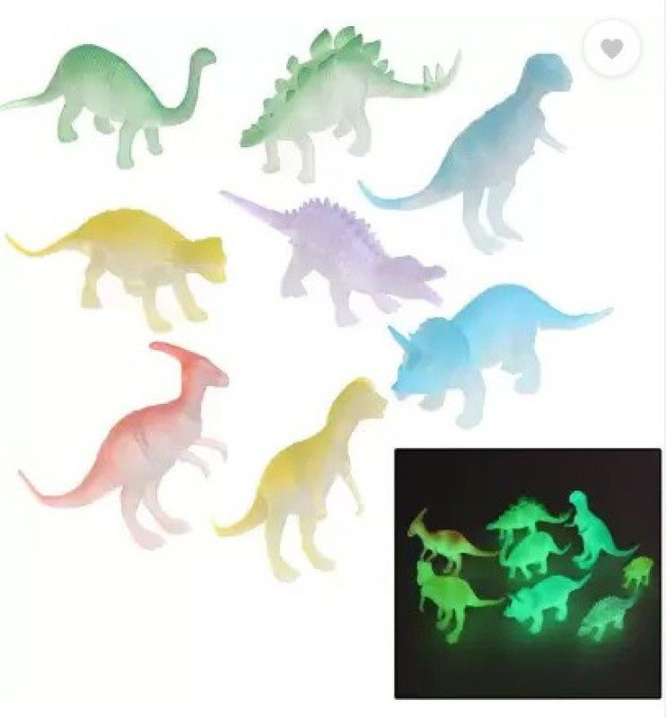 JGG Jain Gift Gallery 8 Pcs Plastic Luminous Glow in The Dark Noctilucent Dinosaurs Models Toys  (Multicolor)