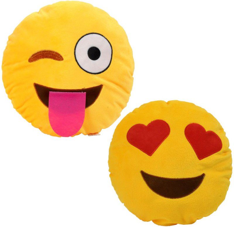 Cortina Smiley Pillow Set Of 2 -008 - 12 cm  (Yellow)
