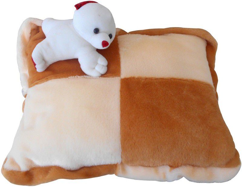 Saugat Traders 2 in 1 Teddy Toy Pillow - 22 cm  (Gold, Beige)