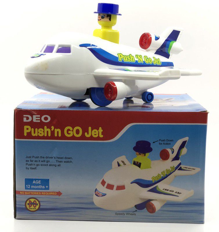 jmv PUSH AND GO AIROPLANE JET WITH SPEEDY WHEELS TOY FOR KIDS  (Multicolor, Pack of: 1)