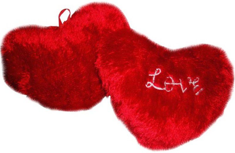 Deals India Valentine Gift 2 Heart Cushions - 12 inch  (Red)