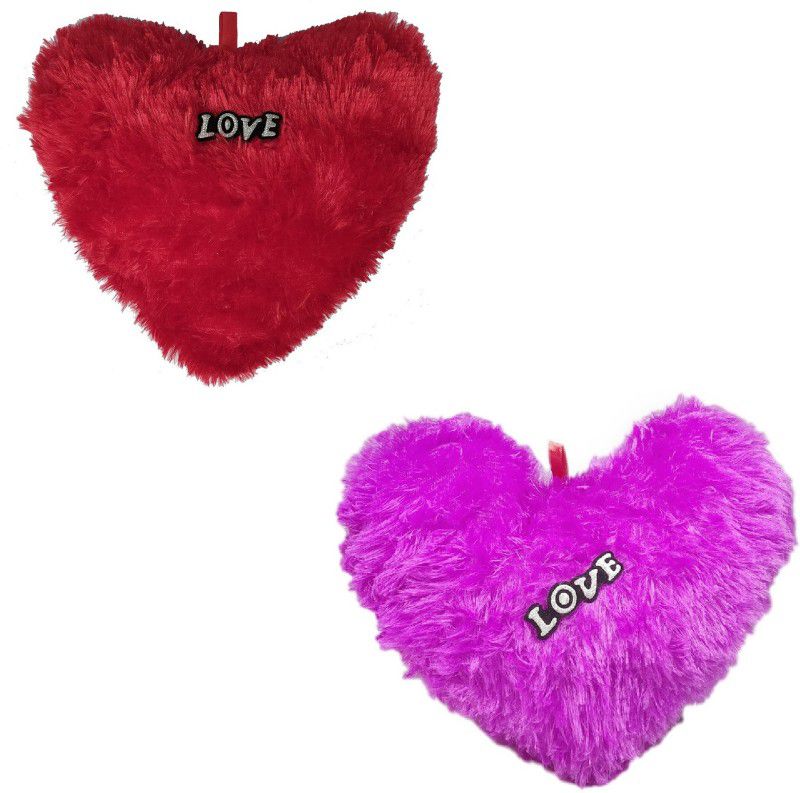 Uniqon Pack of 2 (Size:30x26cm) Red and Purple Heart Love Dil Soft Fur Stuffed Toy for Adult & Kids Birthday's, Valentine's Days, Special Occasional Surprise Gifts, Home Room Decoration, Car Decor Showpieces - 26 cm  (Multicolor)