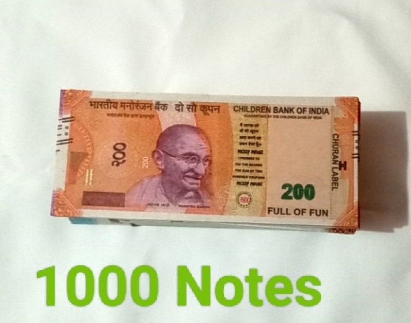 FCTYE 1000 Paper Note Of Rs.200 Fake Currency For Playing For Children Paper Gag Toy  (Multicolour)