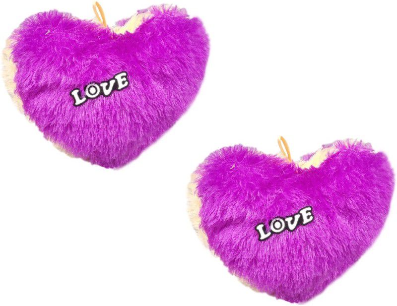 Utkarsh Pack of 2 (Size:30x26cm) Premium Quality Purple Heart Love Dil Soft Fur Stuffed Toy for Adult & Kids Birthday's, Valentine's Days, Special Occasional Surprise Gifts, Home Room Decoration, Car Decor Showpieces - 26 cm  (Purple)