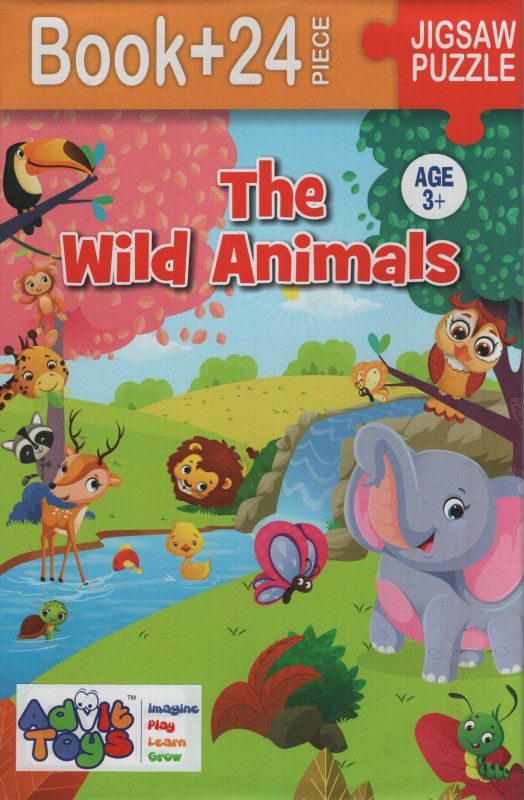 advit toys The Wild Animals - Book + 24 Piece of Puzzle  (24 Pieces)