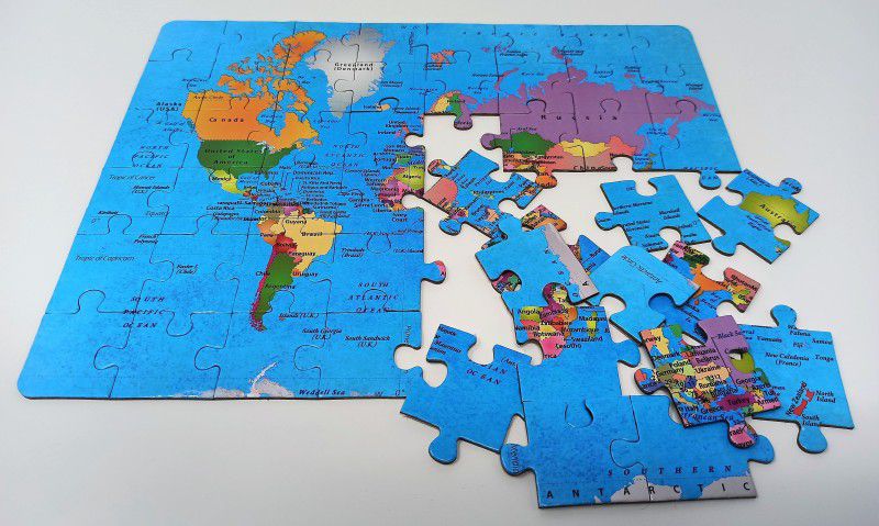 A And A Kreative Educational World Map Puzzle Set-48 Pieces-Play N Learn Series  (Multicolor)