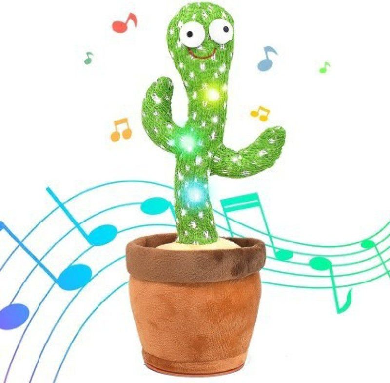FASTFRIEND Cute Talking and Wiggle Dancing Cactus Pot Toy 120 inbuilt English Songs Record  (Multicolor)