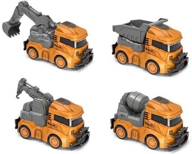 HALO NATION Friction Powered Mini Construction Truck Set of 3 Trucks CONSTRUCTION VEHICLE  (Yellow, Pack of: 3)