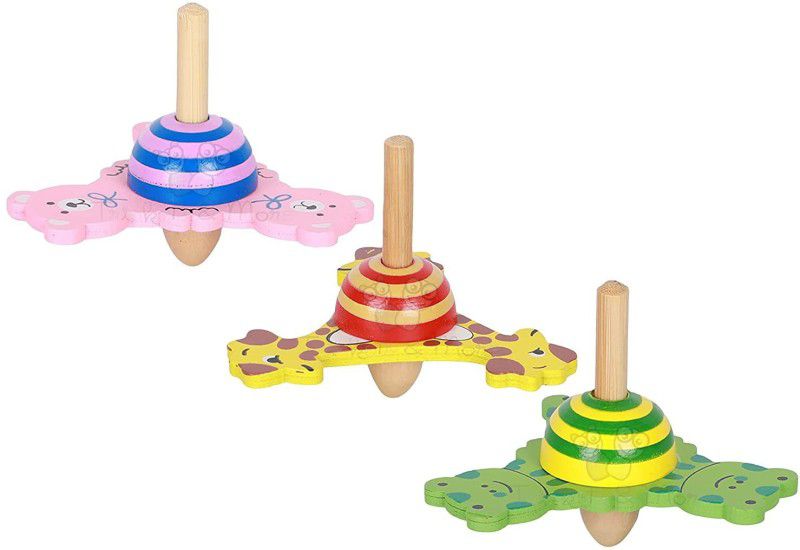 Trinkets & More - Spinning Tops for Kids Toddlers 3+ (Animal Theme, Pack of 3)  (Multicolor)