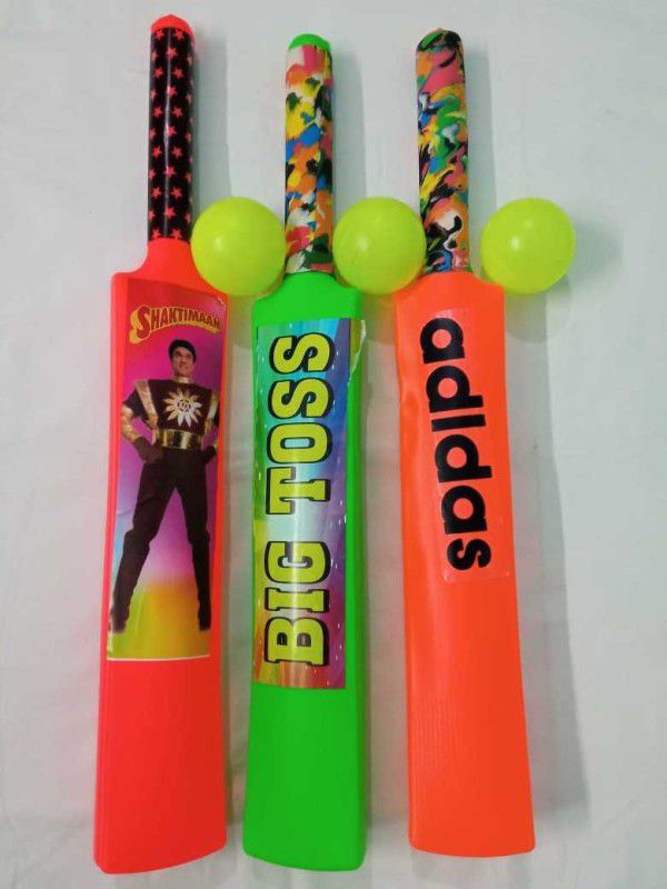 DURGA JI PLASTIC 3 PCS BAT BALL STYLISH - MULTICOLOUR Cricket Kit