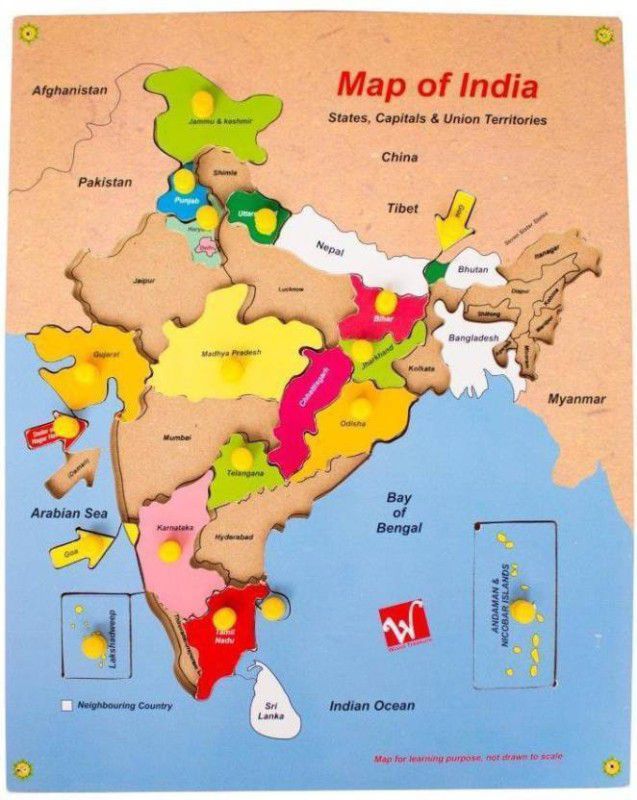 Haulsale Indian Map Wooden Knowledge Map & Learning Puzzle, Board Game  (1 Pieces)