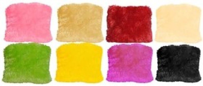 Ansh Soft Fur cushions Sqaure - Set of 8 - 12 cm  (Multicolor)