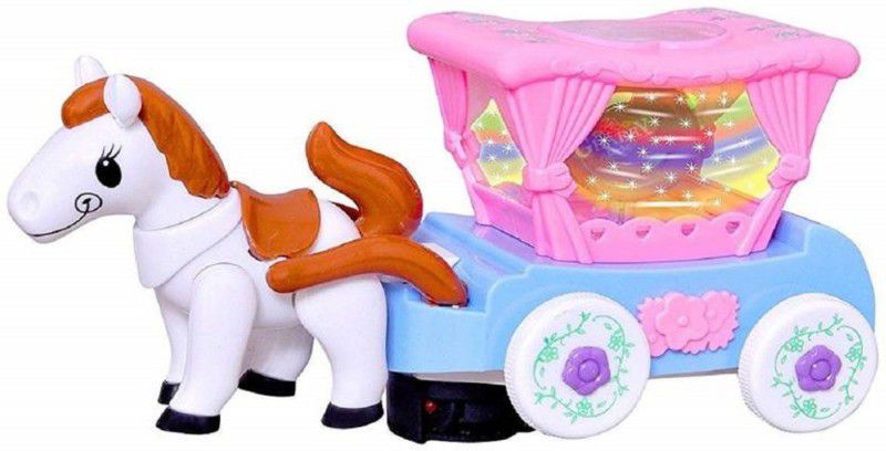 IMSZZ TRADING Flashing Horse Carriage Musical Toy with Rotating Light  (Multicolor)