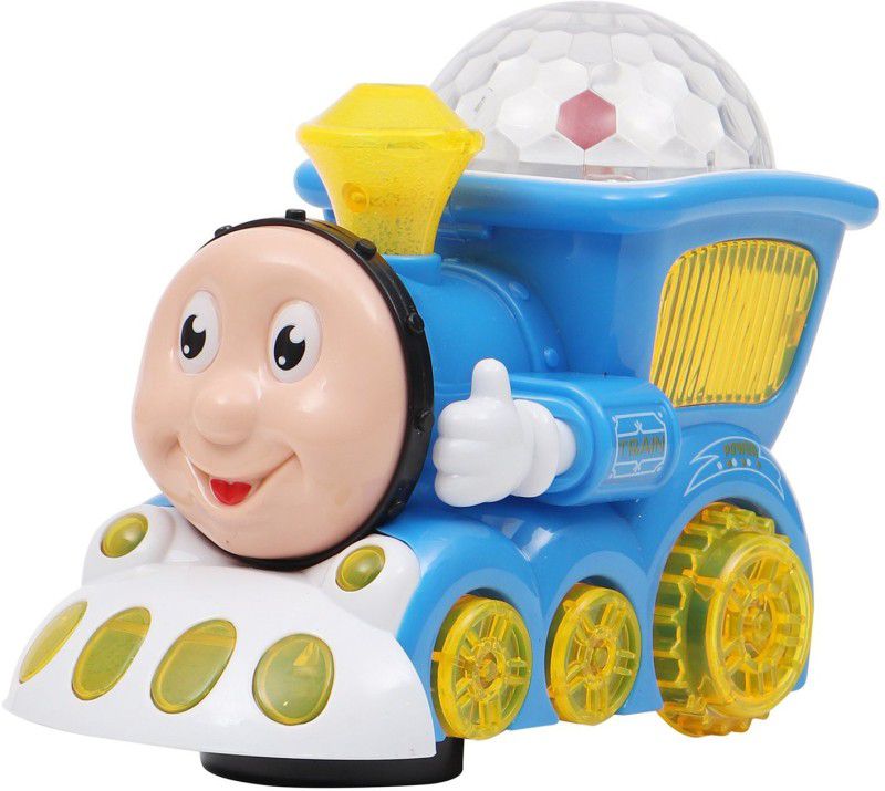 VRUX Musical Train Engine Toy with LED 3D Light and Sound for Baby Children Kids  (Blue)