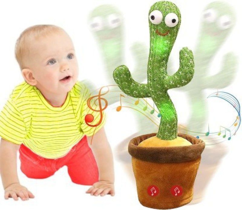 FASTFRIEND Electric Singing Dancing Cactus Toy for Babies Mimicking Talking Cactus Toys Wi  (Green)