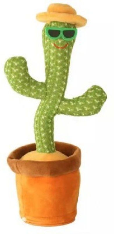 FASTFRIEND CUTE plants talking speaking plush toy 120 English songs dancing cactus toy KID  (Green)