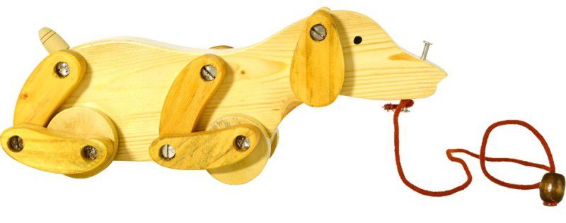 Santarms Handcrafted Wooden Dog  (Golden, Pack of: 1)
