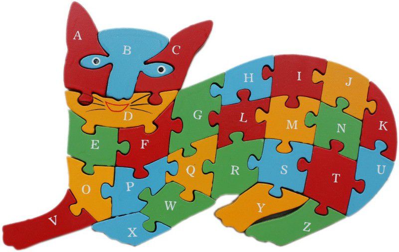Shoppernation Alphabet and Number Wooden Jigsaw Puzzle - Cat (1TNG239)  (16 Pieces)