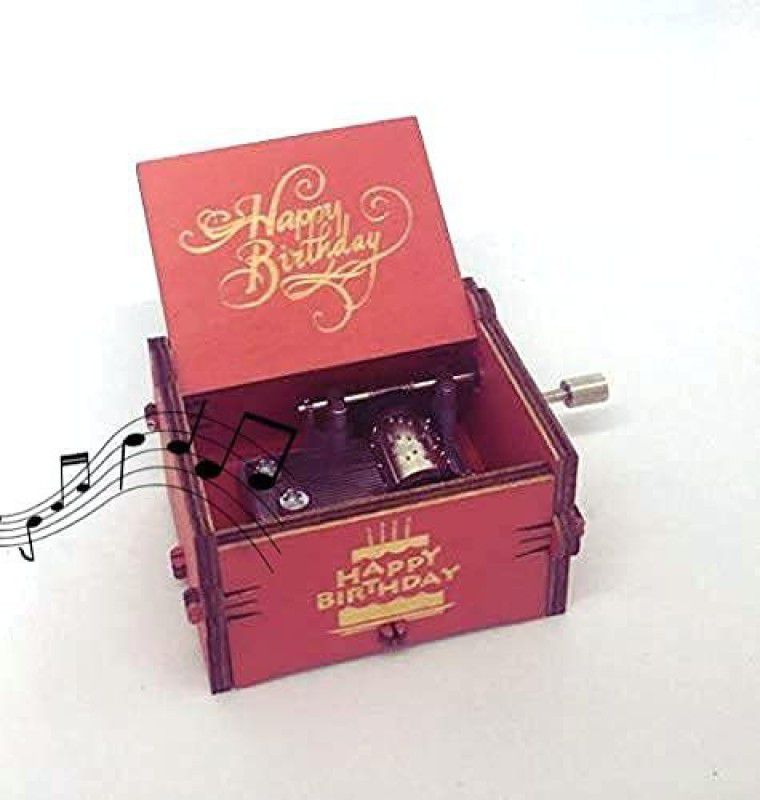 Gifters garden Giftersgarden wooden music box happy birthday instrument- Red (RED)  (Brown)
