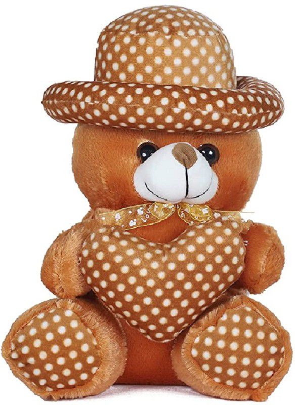 Liquortees Stuffed Plush Brown Color 30 cm Red Amboj Cap Teddy Bear with Heart Soft Toy - 30 cm  (Brown)