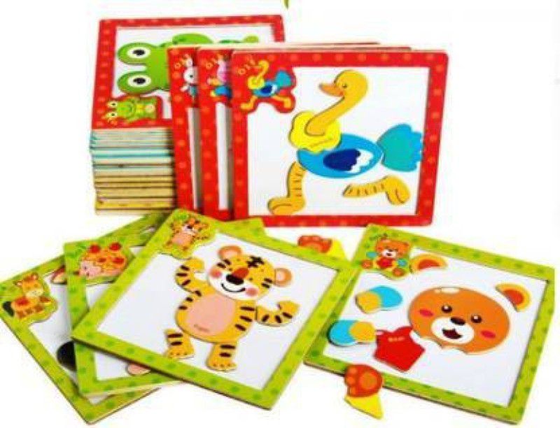 DhyeyCollection Wooden Jigsaw Animals Birds Puzzle Set Of 6  (24 Pieces)