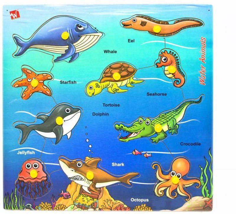 Toyvala Under Water Animal Jigsaw Puzzle Board for Kids (10 Pieces)  (10 Pieces)