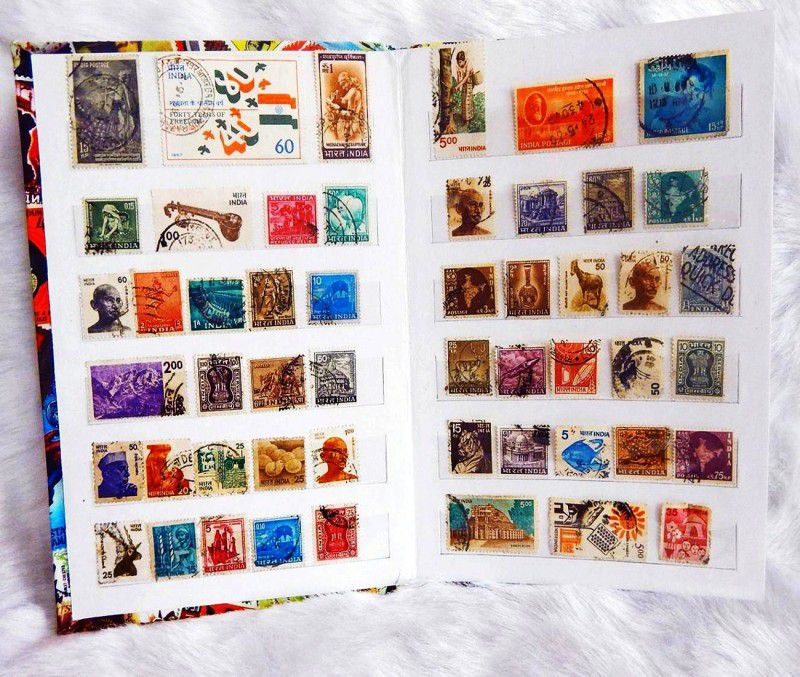 GOLD MINT stamp album stock book 8 pages with 200 Different India Stamps combo gift set Stamp Album  (200 Stamps)
