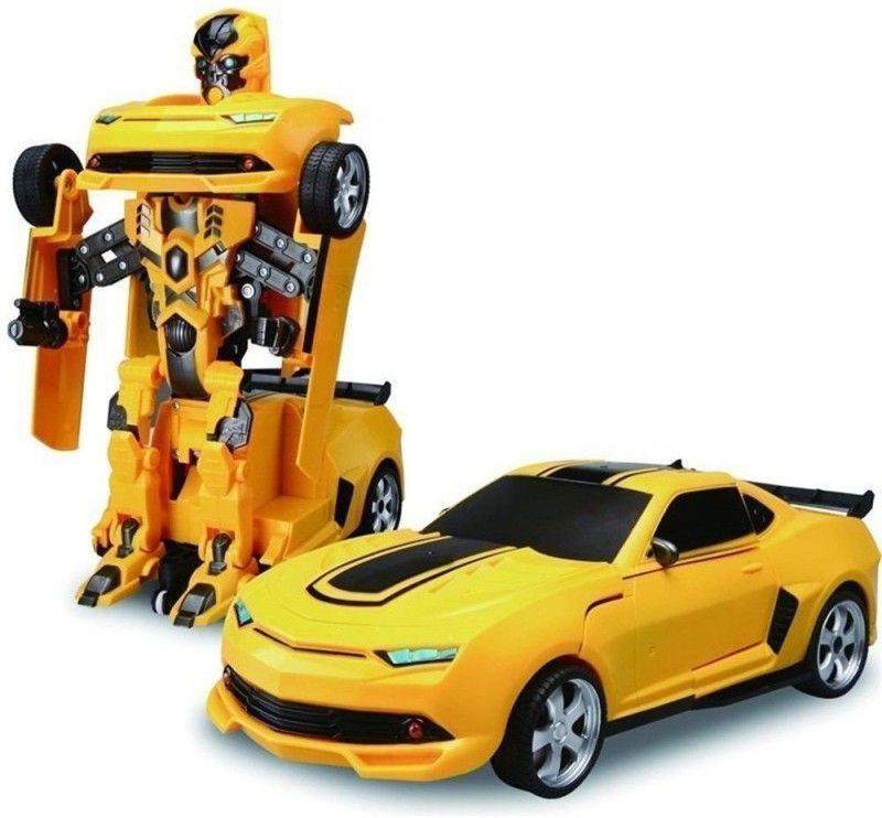 Cabin Hut robot convertable Action Robot Car Toy Inspired By Transformer Autobot With Music And Lights | SPORT Car Converting To Robot Transformer Decepticon Toy For Kids with Light & Music Bump Action toy without remote  (Yellow)