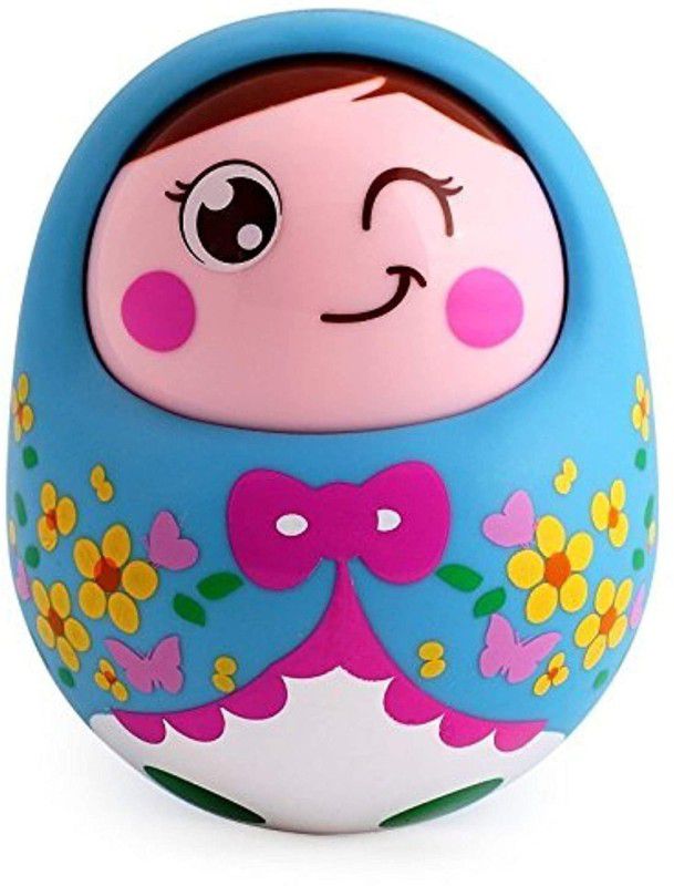 FunBlast Tumbler Cute Doll with Happy Face and Sounds Toys for Kids Wobbling Bell Sounds Roly Poly Rattle for Toddlers  (Blue)