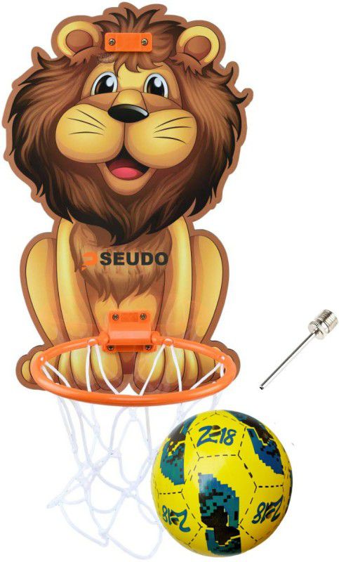 Pseudo Basket Ball kit for Kids Playing Indoor Outdoor Basket Ball Hanging Board with Rubber Ball Sports(100% MADE IN INDIA) Basketball